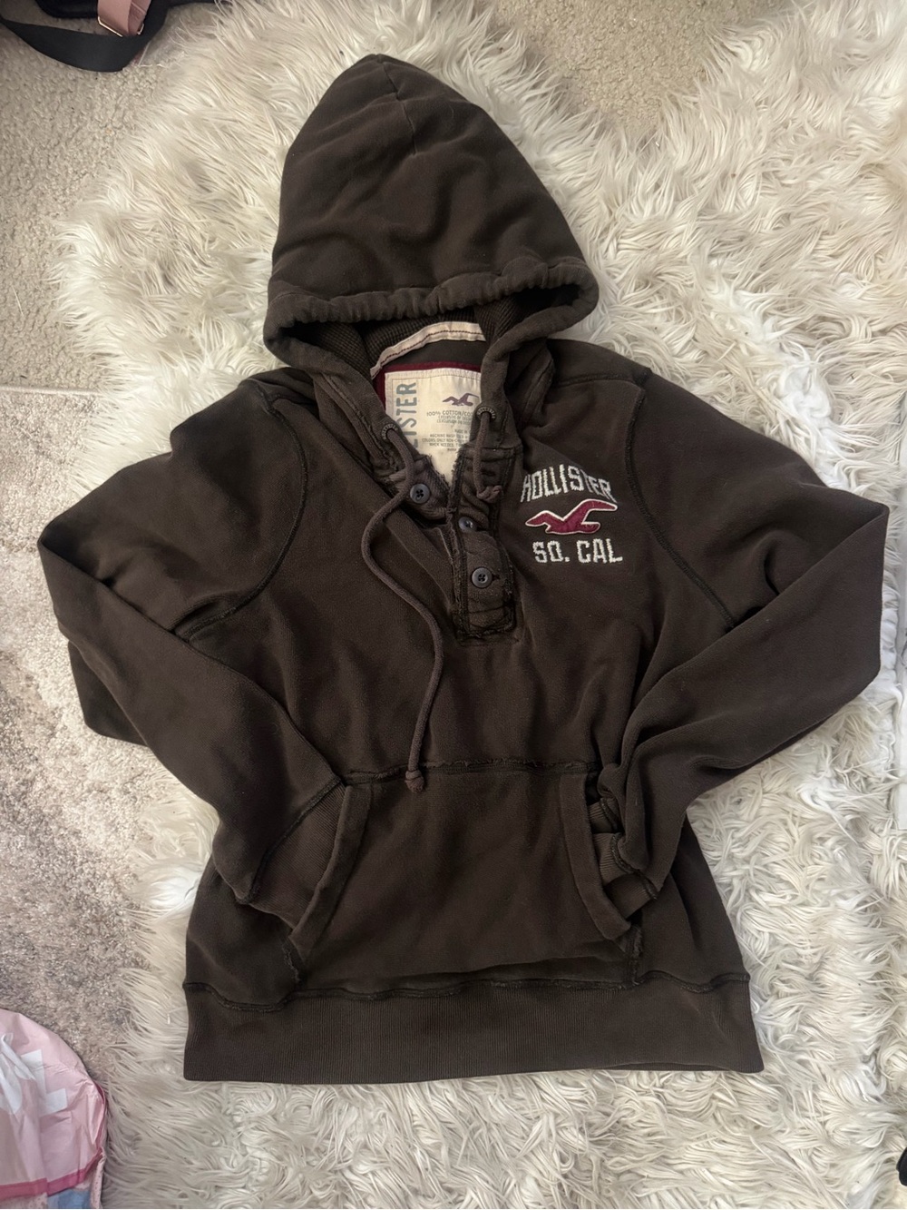 Y2K Hollister Brown Button Hoodie